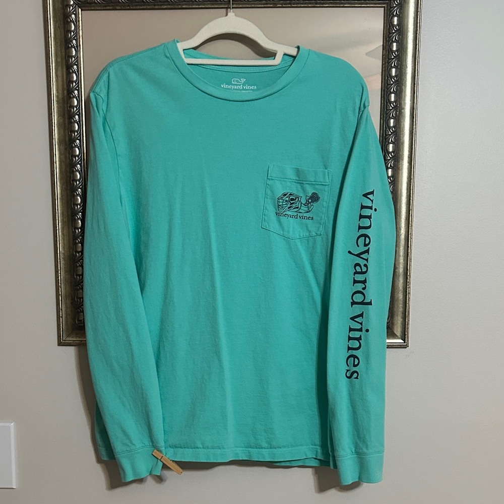 Vineyard Vines Men's Lacrosse Long Sleeve Shirt in Teal